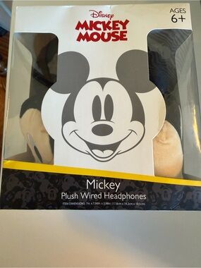 Disney Mickey Mouse Plush Wired Headphones - Black/Beige